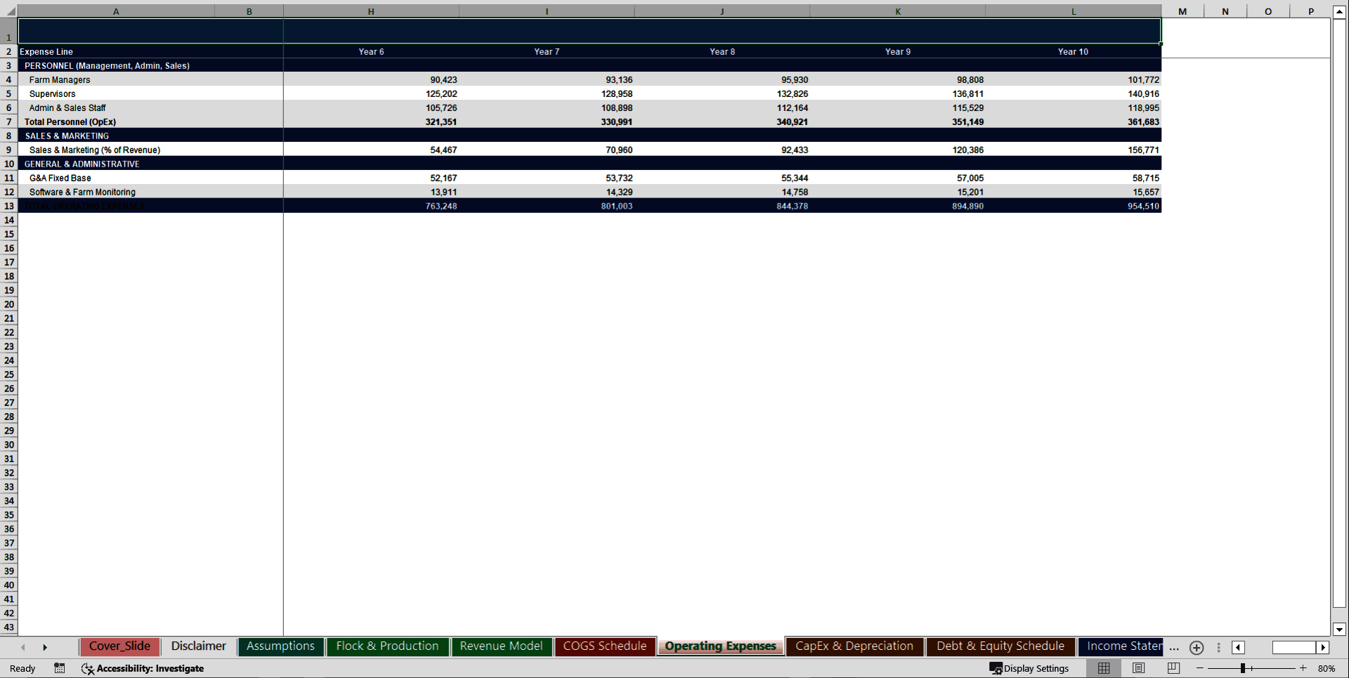 Layer Poultry Farm 10-Year 3 Statement Financial Model (Excel template (XLSX)) Preview Image
