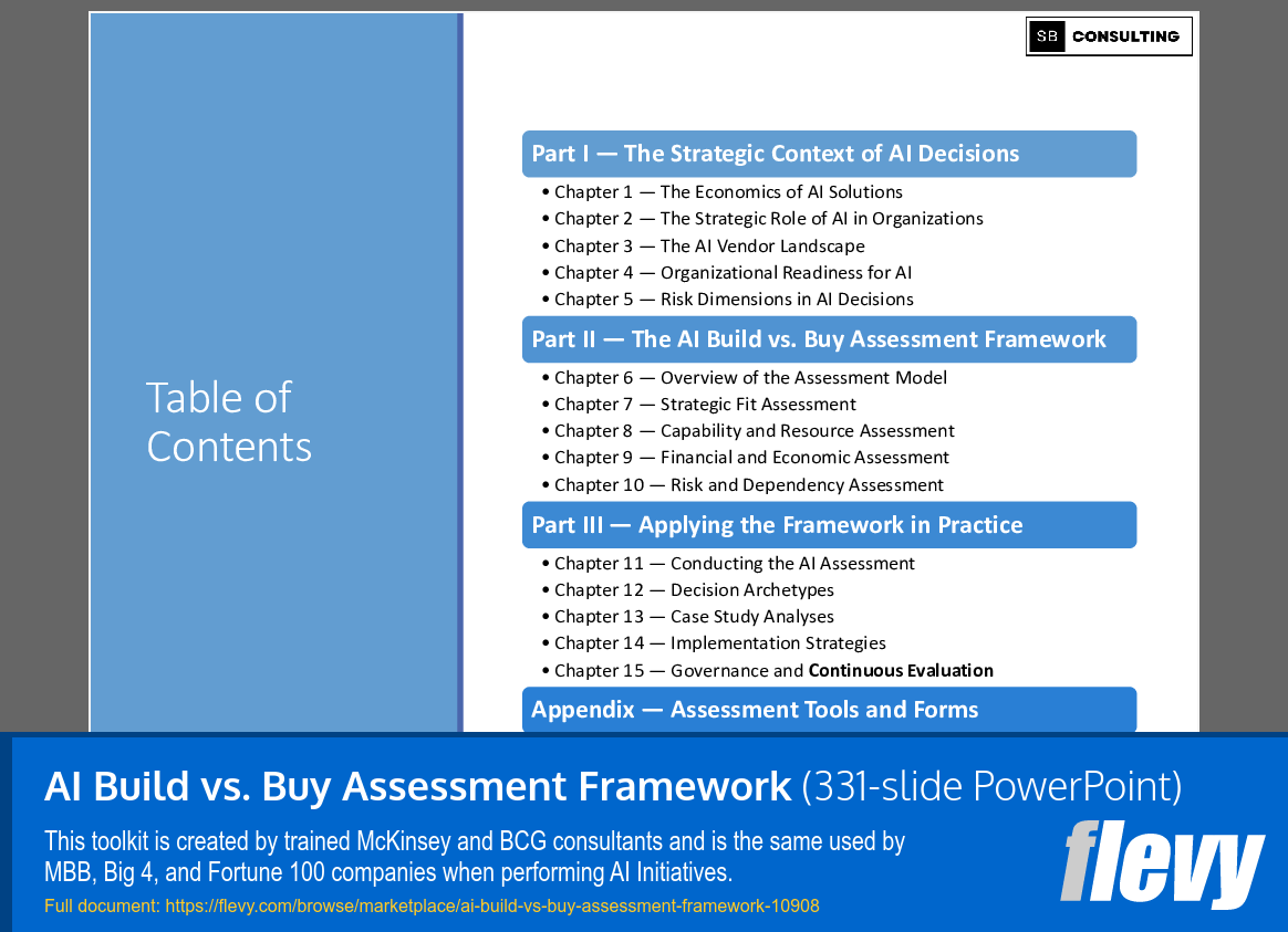 AI Build vs. Buy Assessment Framework (331-slide PPT PowerPoint presentation slide deck (PPTX)) Preview Image