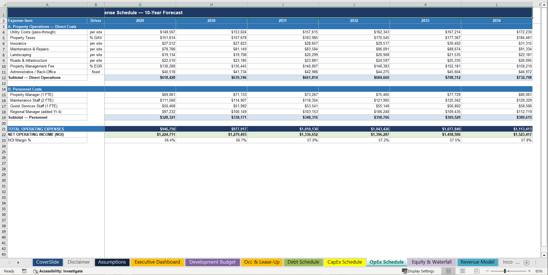 Mobile Home & RV Park Operator & Development Financial Model (Excel template (XLSX)) Preview Image