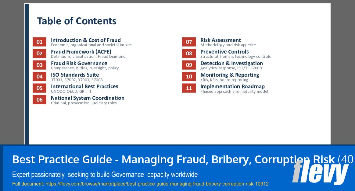 Best Practice Guide - Managing Fraud, Bribery, Corruption Risk (40-slide PPT PowerPoint presentation slide deck (PPTX)) Preview Image