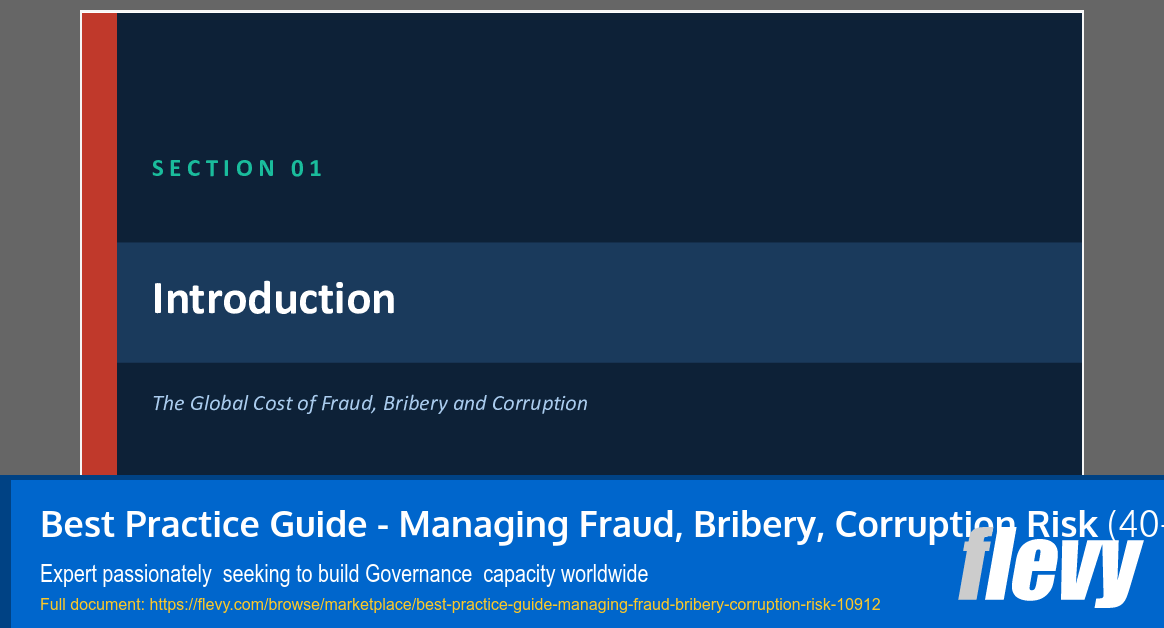 Best Practice Guide - Managing Fraud, Bribery, Corruption Risk (40-slide PPT PowerPoint presentation slide deck (PPTX)) Preview Image