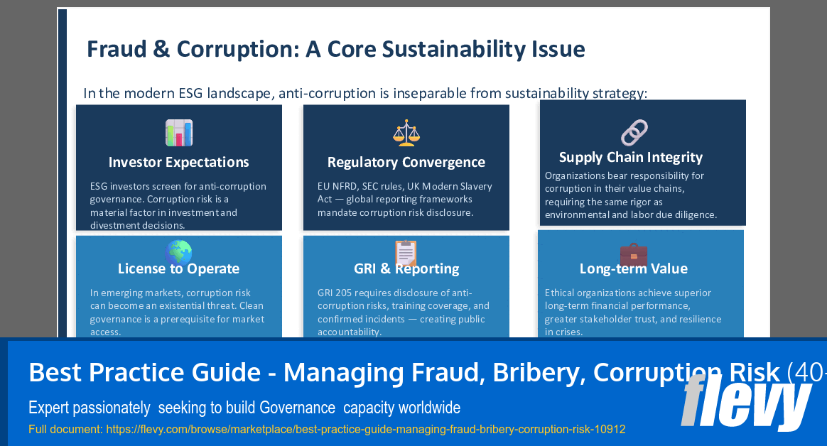 Best Practice Guide - Managing Fraud, Bribery, Corruption Risk (40-slide PPT PowerPoint presentation slide deck (PPTX)) Preview Image