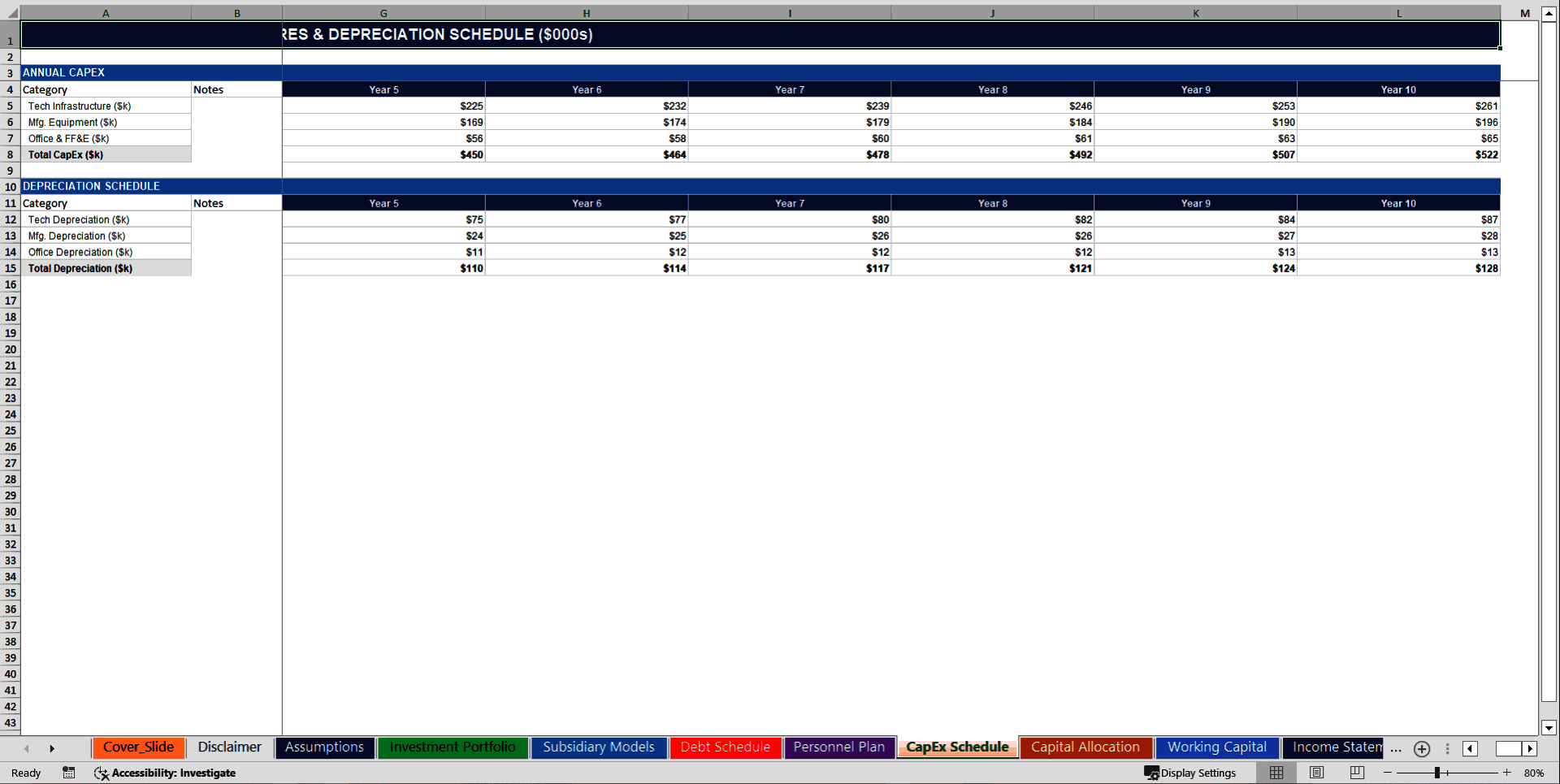Holding Company 10-Year 3 Statement Financial Model (Excel template (XLSX)) Preview Image