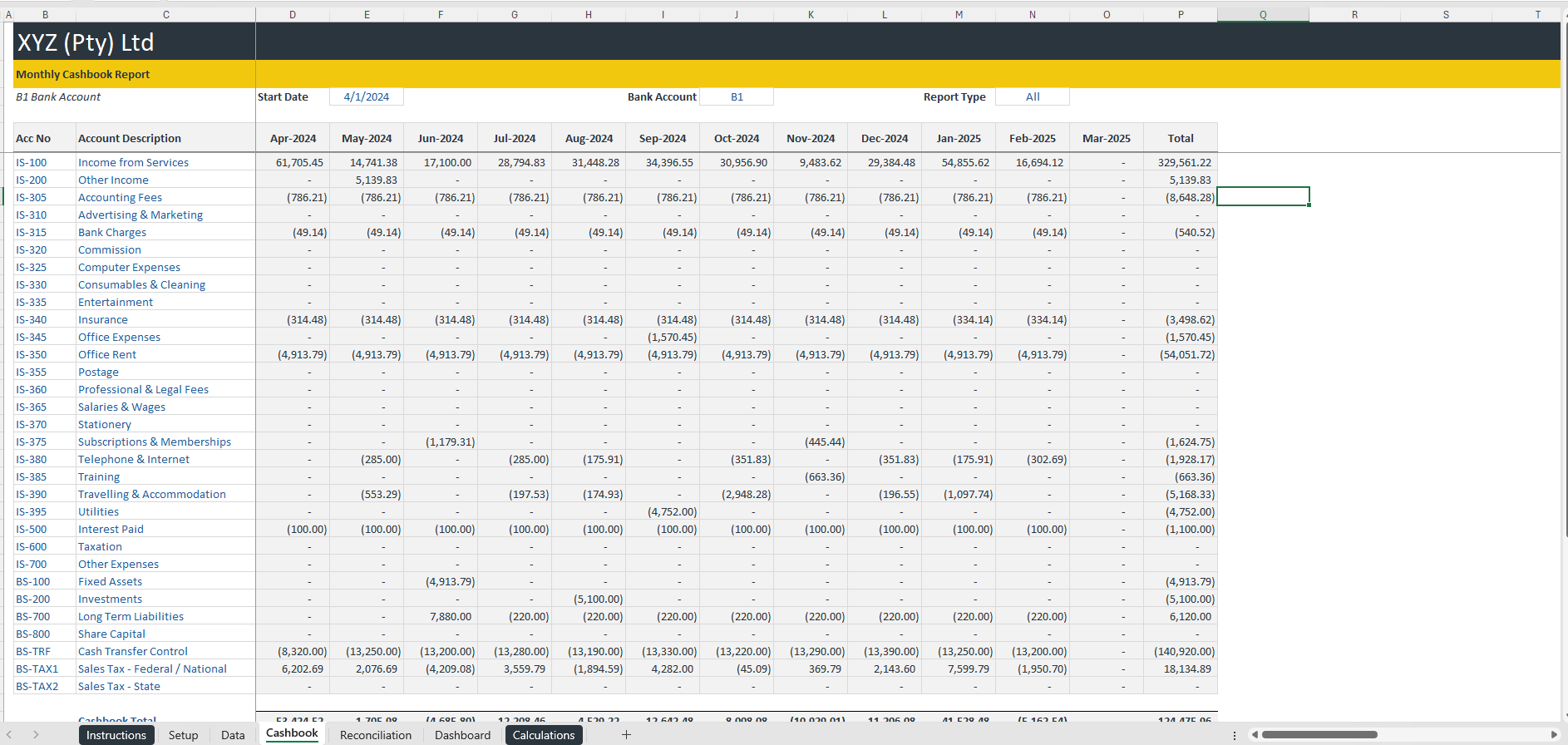 Cashbook & Bank Reconciliation Template (Excel template (XLSX)) Preview Image