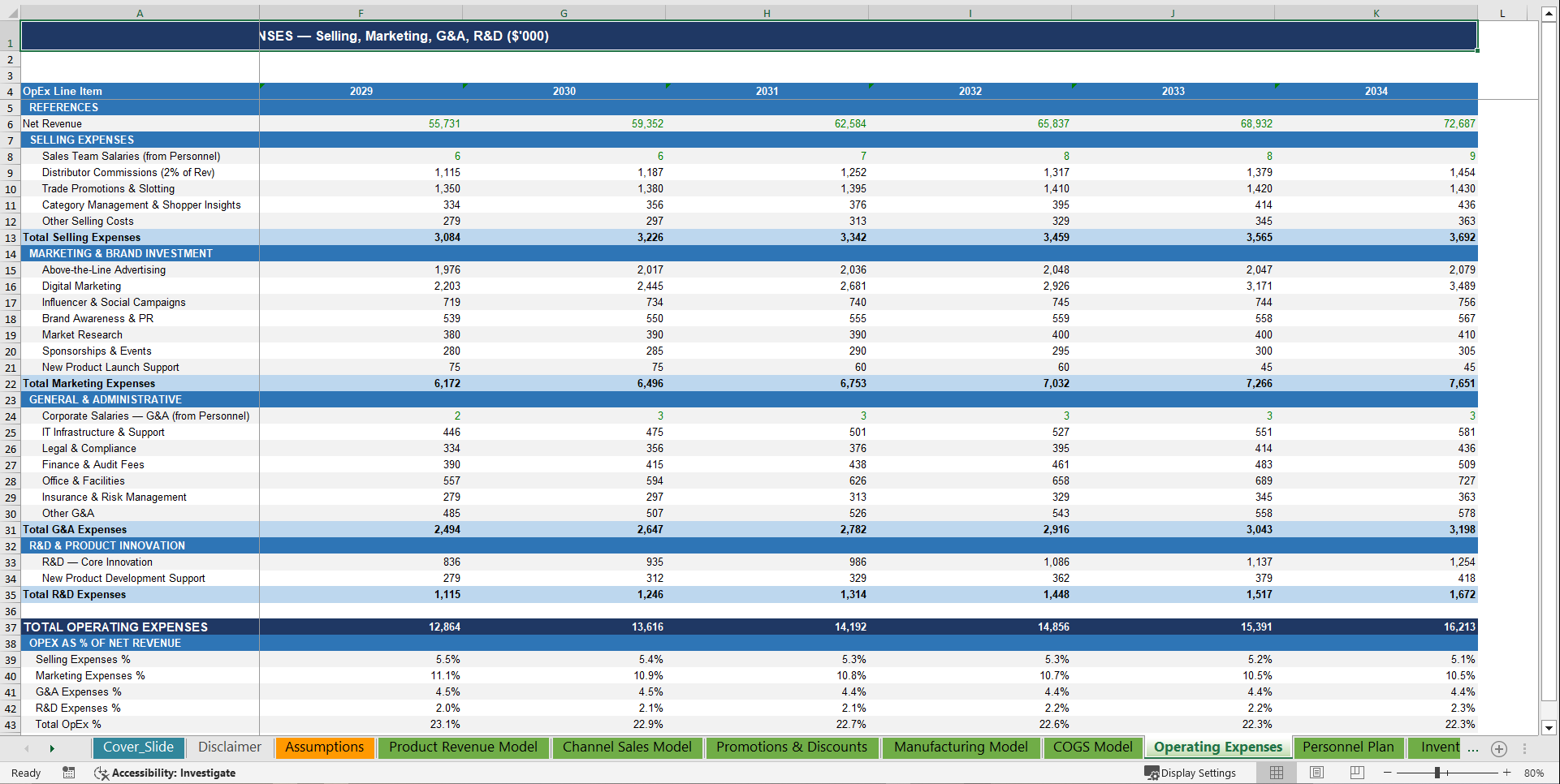 Fast Moving Consumer Goods (FMCG) Company Financial Model (Excel template (XLSX)) Preview Image