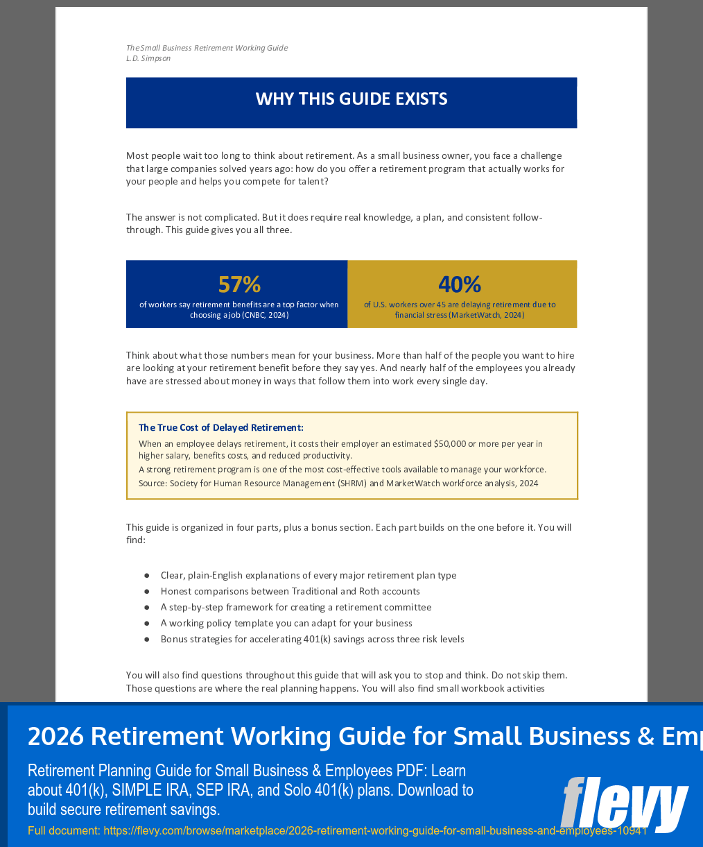 2026 Retirement Working Guide for Small Business & Employees (35-page PDF document) Preview Image