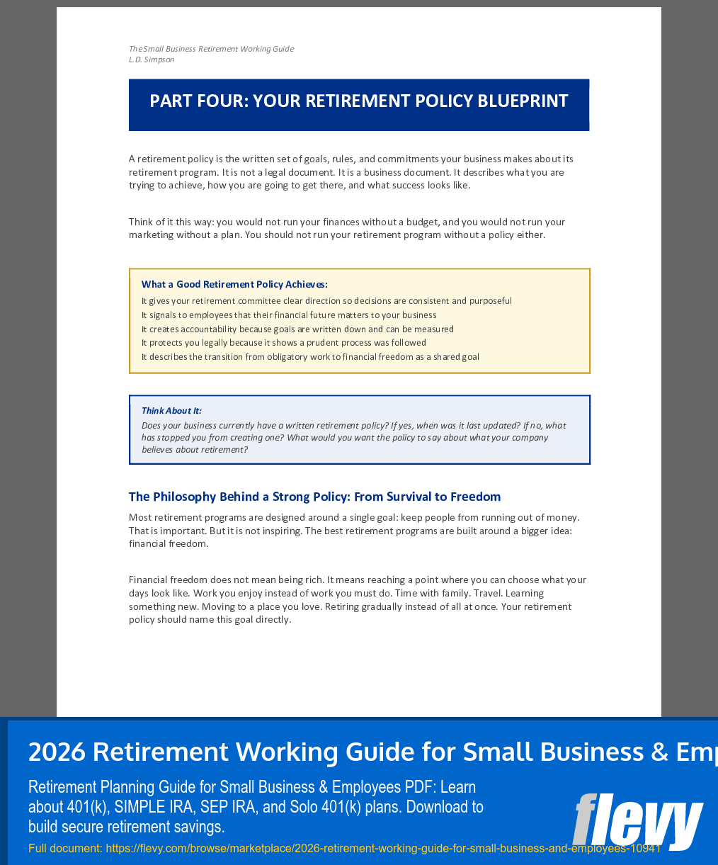 2026 Retirement Working Guide for Small Business & Employees (35-page PDF document) Preview Image