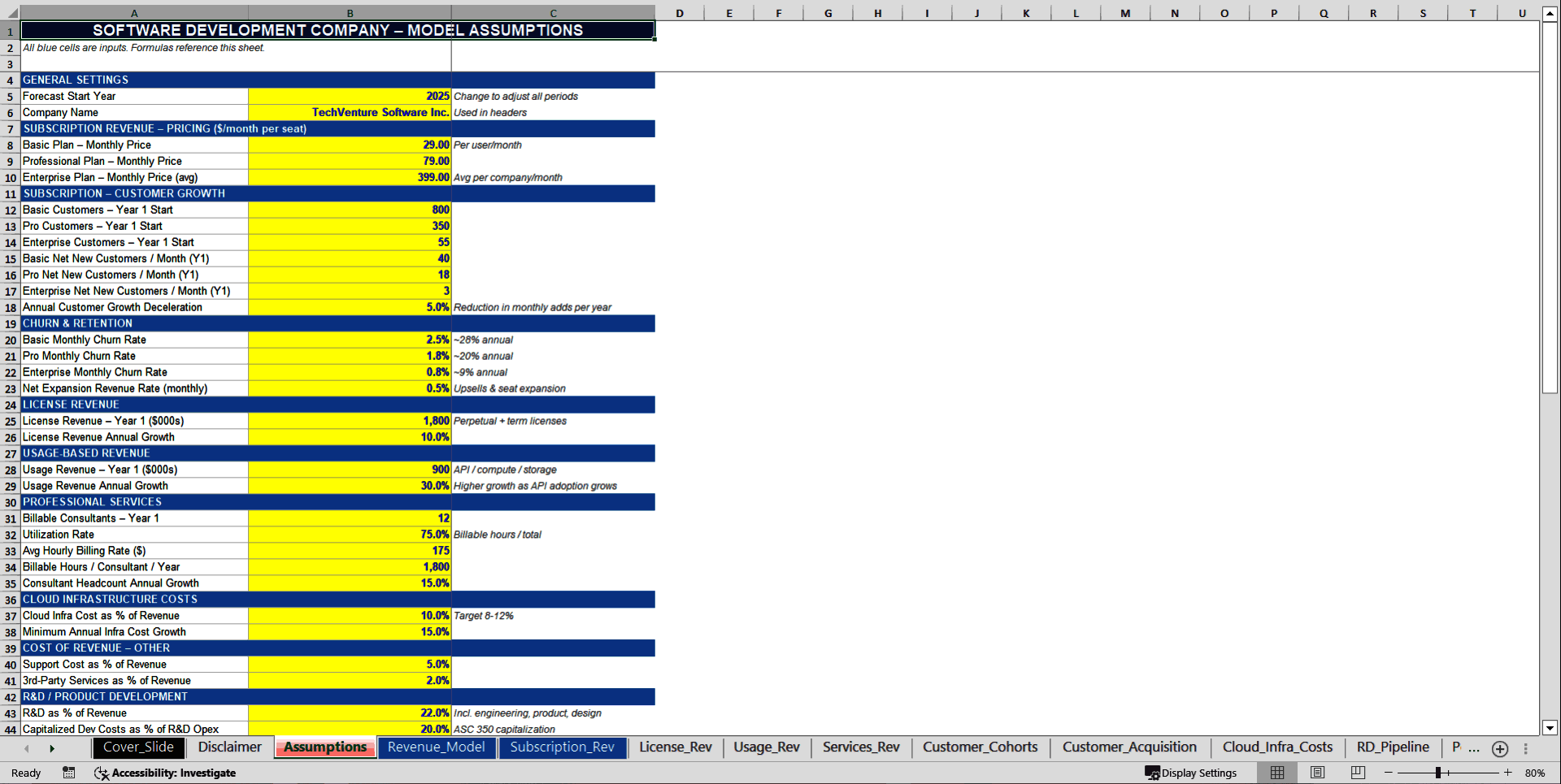 Software Development Company Advanced Financial Model (Excel template (XLSX)) Preview Image