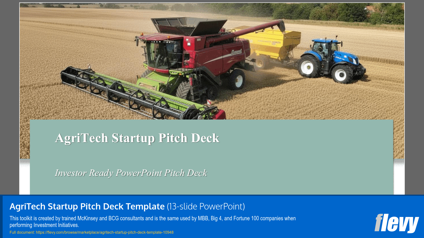 AgriTech Startup Pitch Deck Template (13-slide PPT PowerPoint presentation slide deck (PPTX)) Preview Image