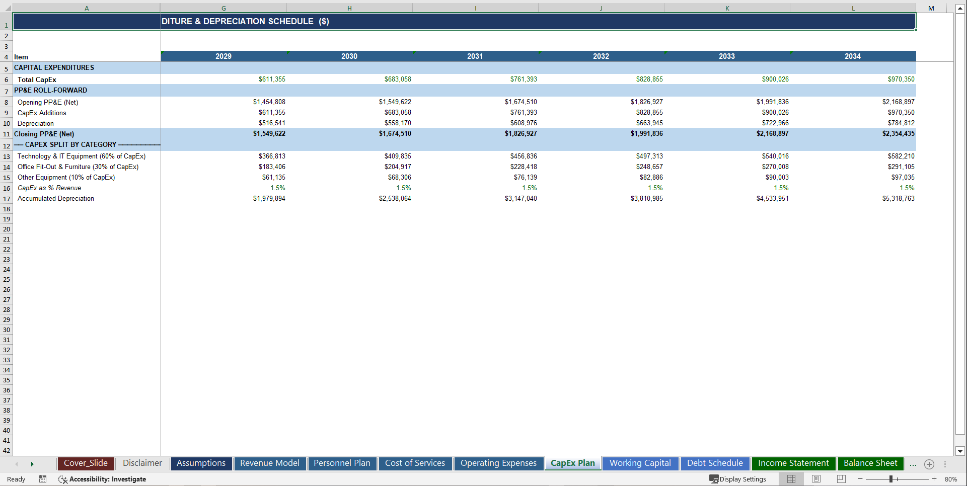 Professional Services Firm 10-Year Advanced Financial Model (Excel template (XLSX)) Preview Image