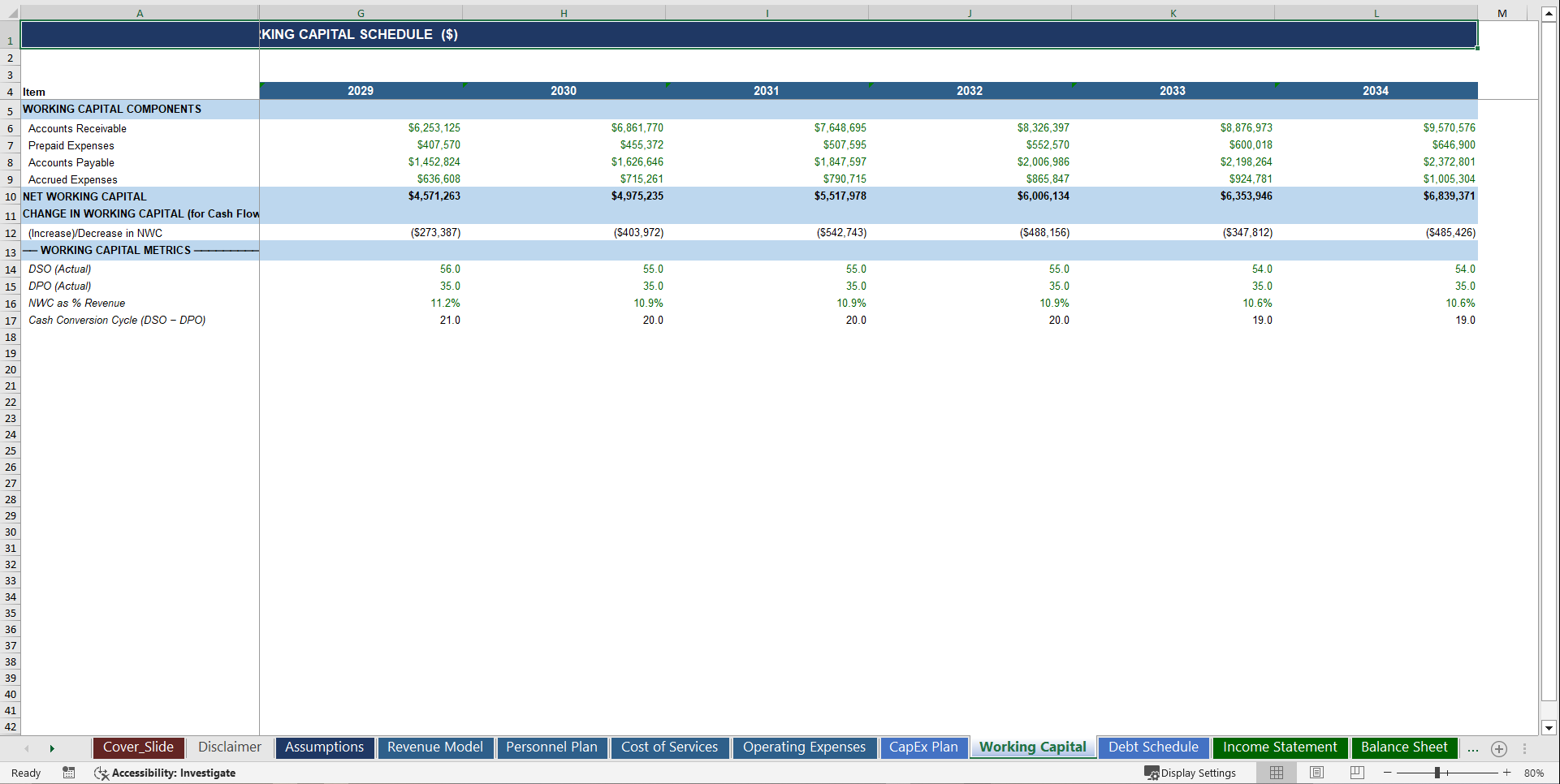 Professional Services Firm 10-Year Advanced Financial Model (Excel template (XLSX)) Preview Image