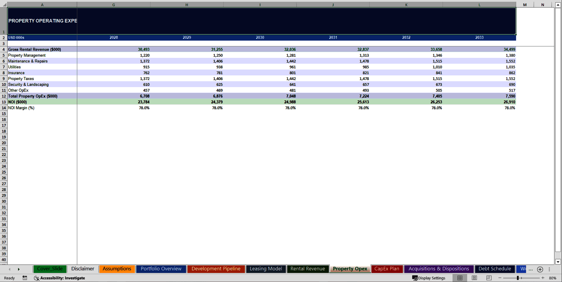 Industrial Real Estate Developer 10-Year Financial Model (Excel template (XLSX)) Preview Image
