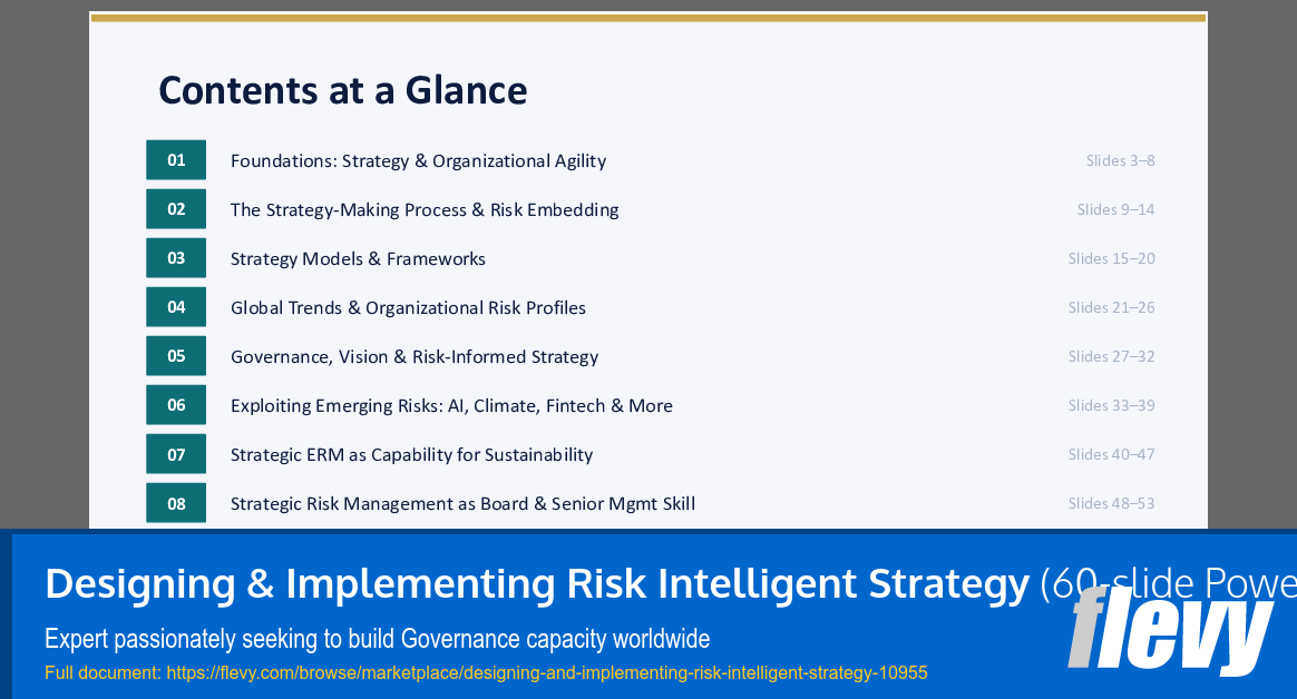 Designing & Implementing Risk Intelligent Strategy (60-slide PPT PowerPoint presentation slide deck (PPTX)) Preview Image