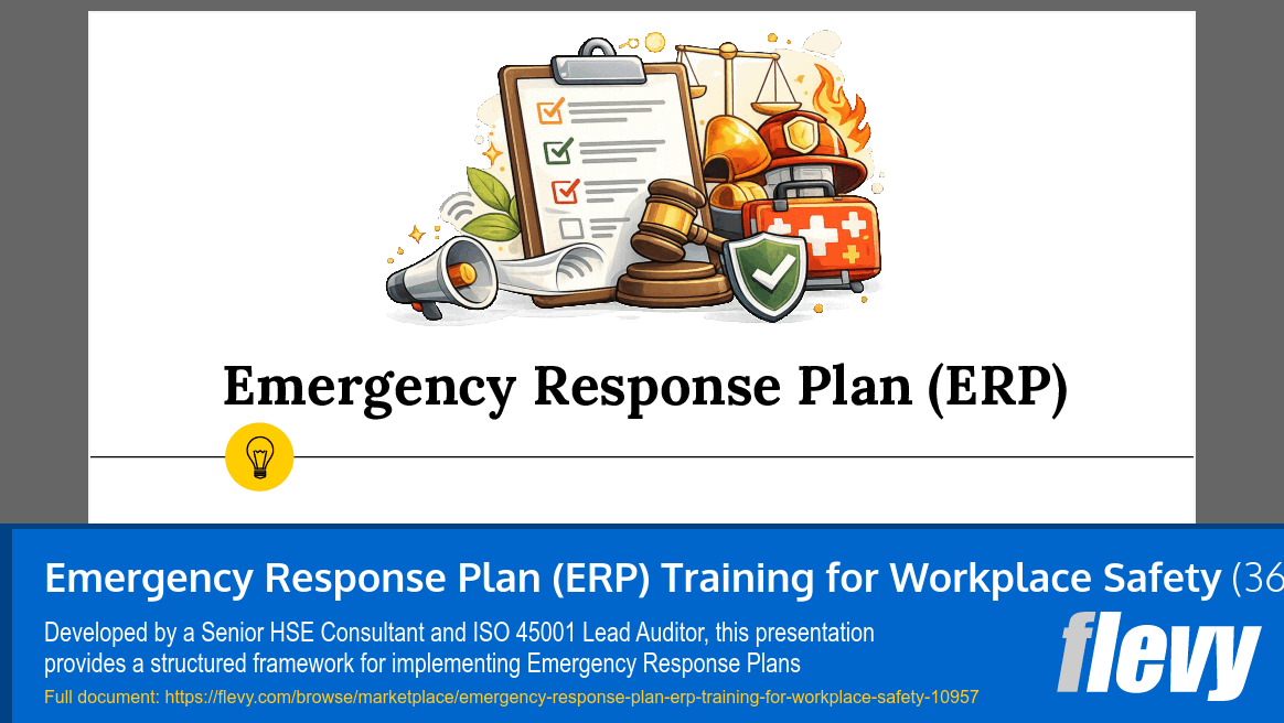 Emergency Response Plan (ERP) Training for Workplace Safety (36-slide PPT PowerPoint presentation slide deck (PPTX)) Preview Image