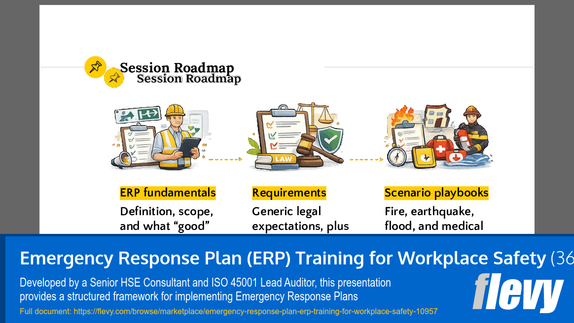 Emergency Response Plan (ERP) Training for Workplace Safety (36-slide PPT PowerPoint presentation slide deck (PPTX)) Preview Image