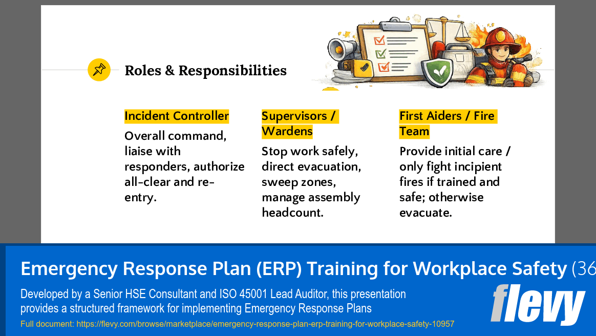 Emergency Response Plan (ERP) Training for Workplace Safety (36-slide PPT PowerPoint presentation slide deck (PPTX)) Preview Image