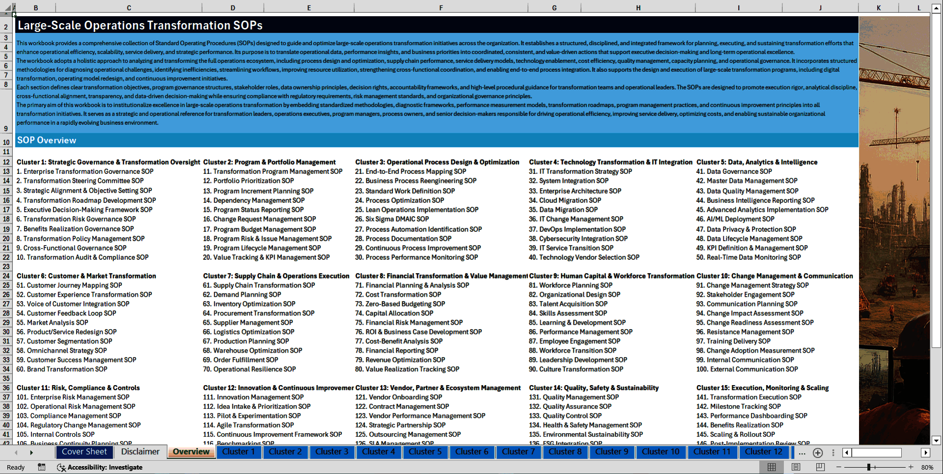 100+ Large-Scale Operations Transformation SOPs (Excel template (XLSX)) Preview Image