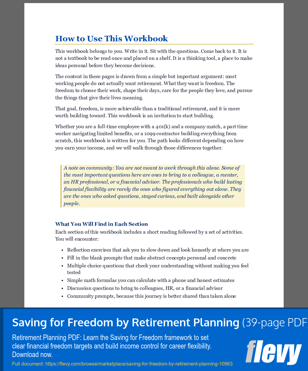 Saving for Freedom by Retirement Planning (39-page PDF document) Preview Image