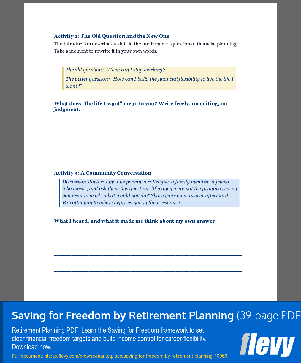 Saving for Freedom by Retirement Planning (39-page PDF document) Preview Image