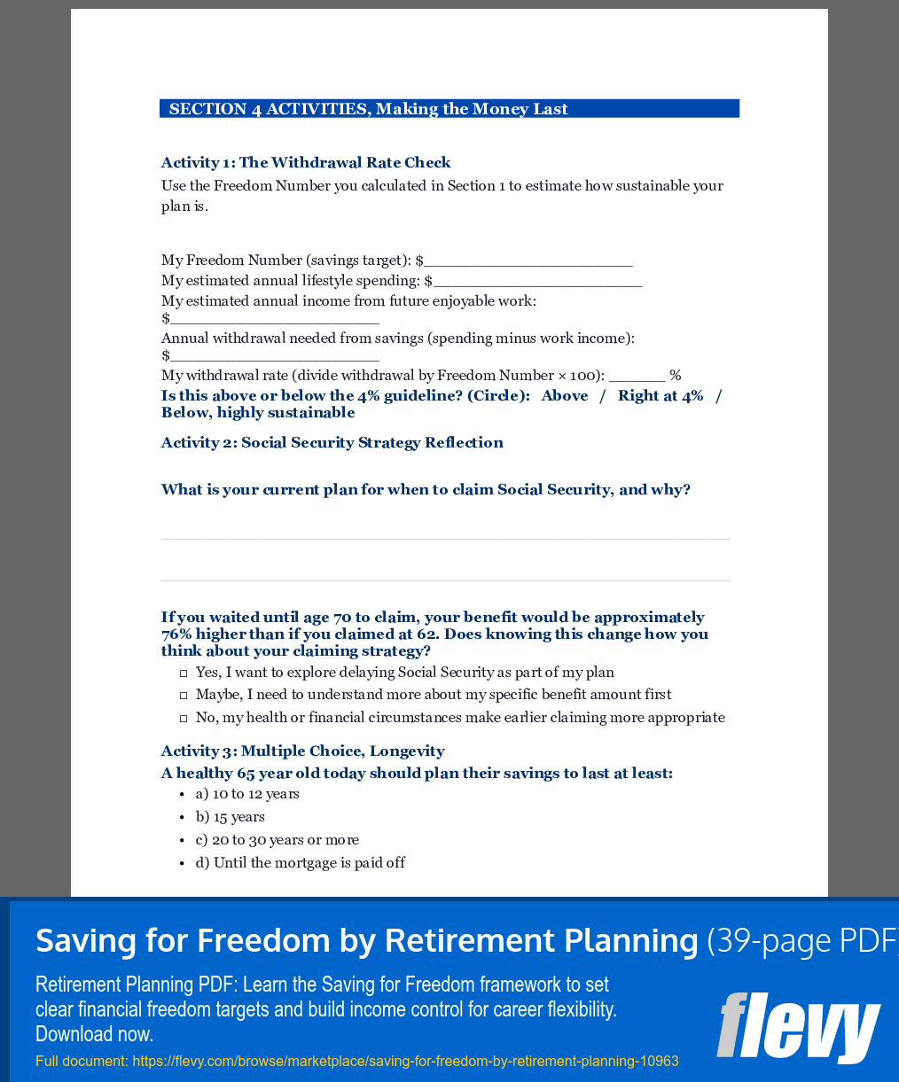 Saving for Freedom by Retirement Planning (39-page PDF document) Preview Image
