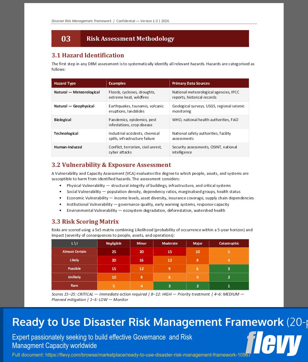 Ready to Use Disaster Risk Management Framework (20-page Word document) Preview Image