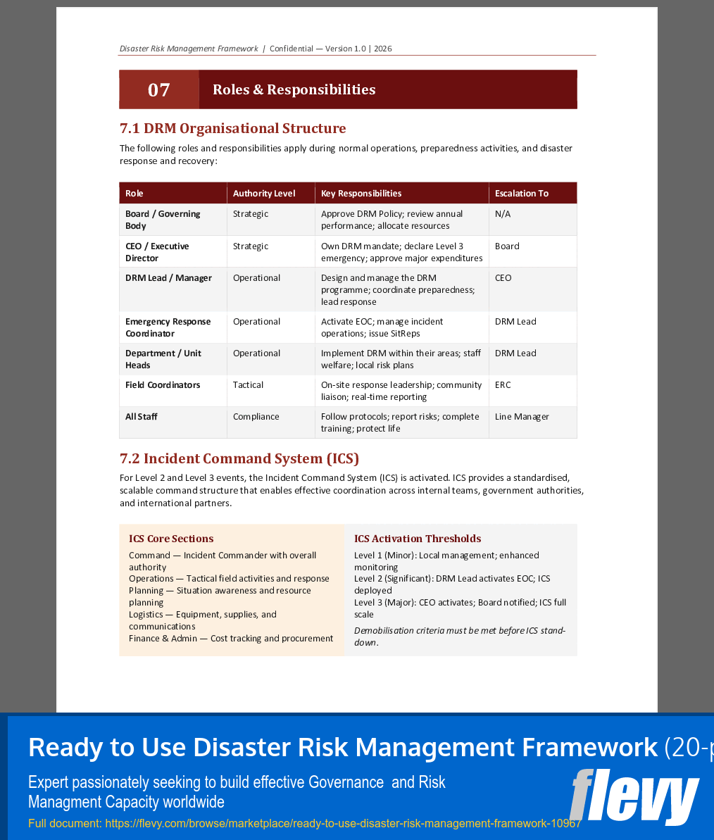 Ready to Use Disaster Risk Management Framework (20-page Word document) Preview Image