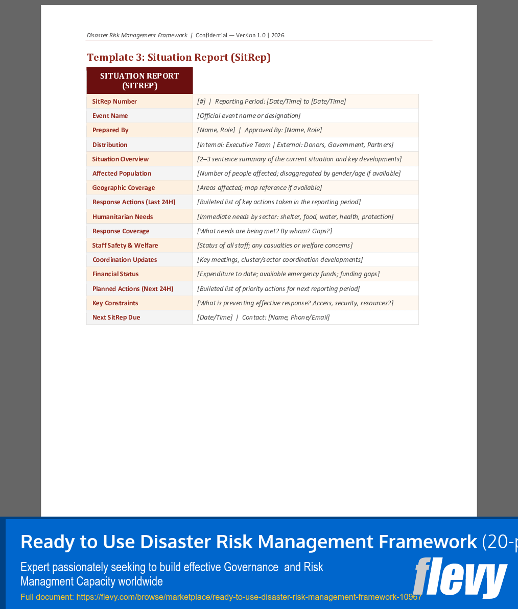 Ready to Use Disaster Risk Management Framework (20-page Word document) Preview Image
