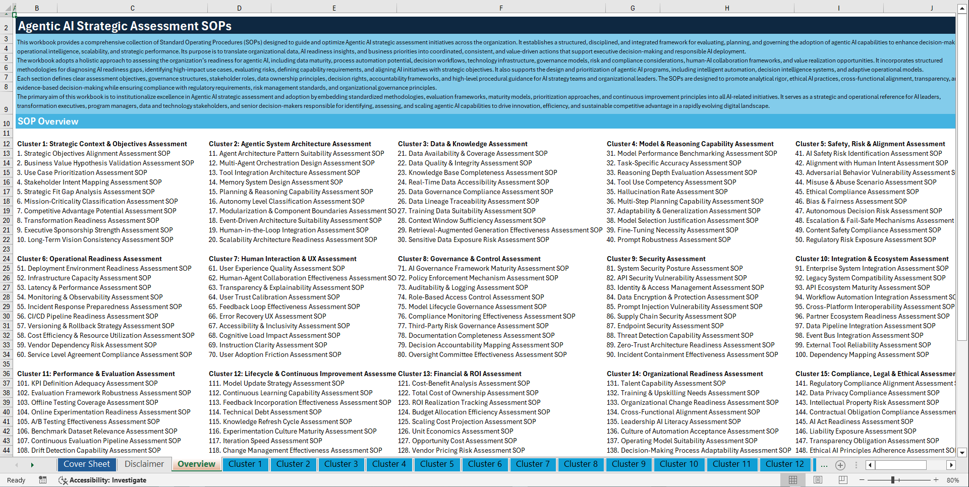 100+ Agentic AI Strategic Assessment SOPs (Excel template (XLSX)) Preview Image