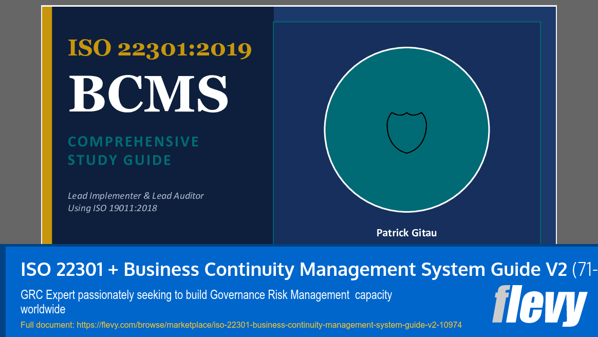 ISO 22301 + Business Continuity Management System Guide V2 (71-slide PPT PowerPoint presentation slide deck (PPTX)) Preview Image
