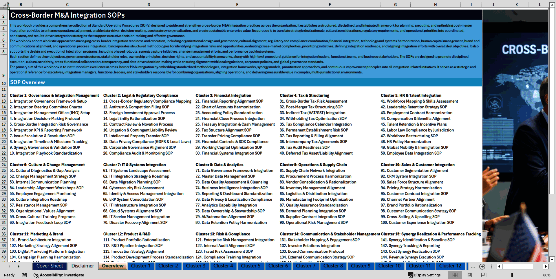 100+ Cross-Border M&A Integration SOPs (Excel template (XLSX)) Preview Image