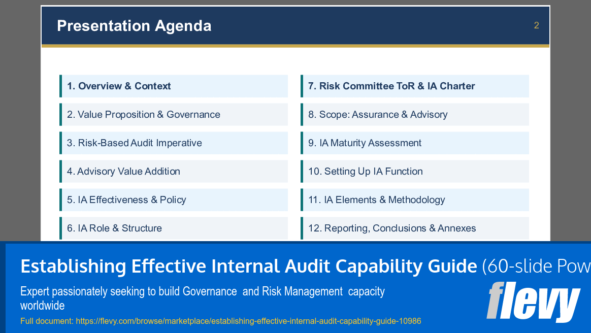 Establishing Effective Internal Audit Capability Guide (60-slide PPT PowerPoint presentation slide deck (PPTX)) Preview Image