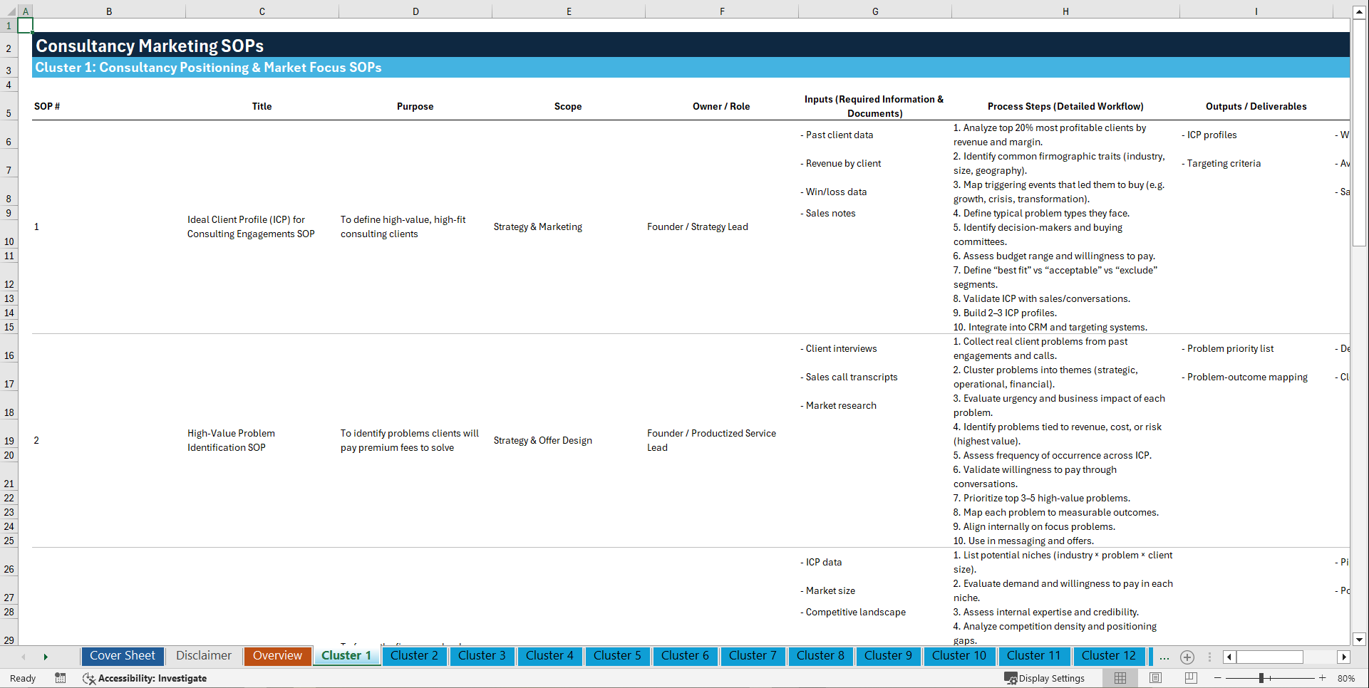 100+ Consultancy Marketing SOPs (Excel template (XLSX)) Preview Image