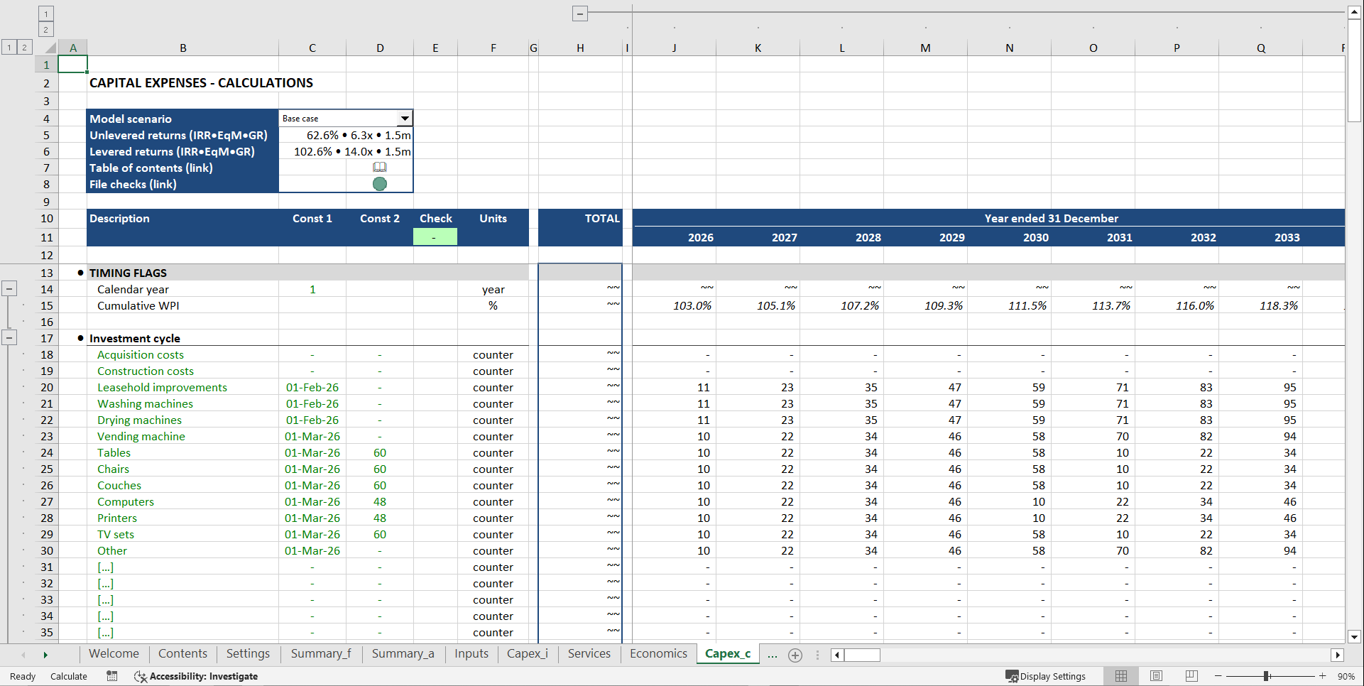 Laundromat Financial Model (Excel template (XLSX)) Preview Image