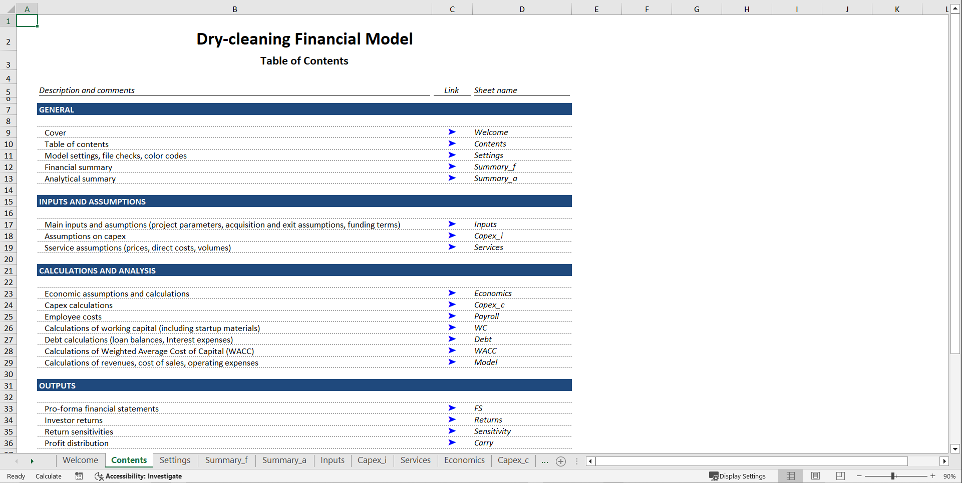 Dry-Cleaning Financial Model (Excel template (XLSX)) Preview Image