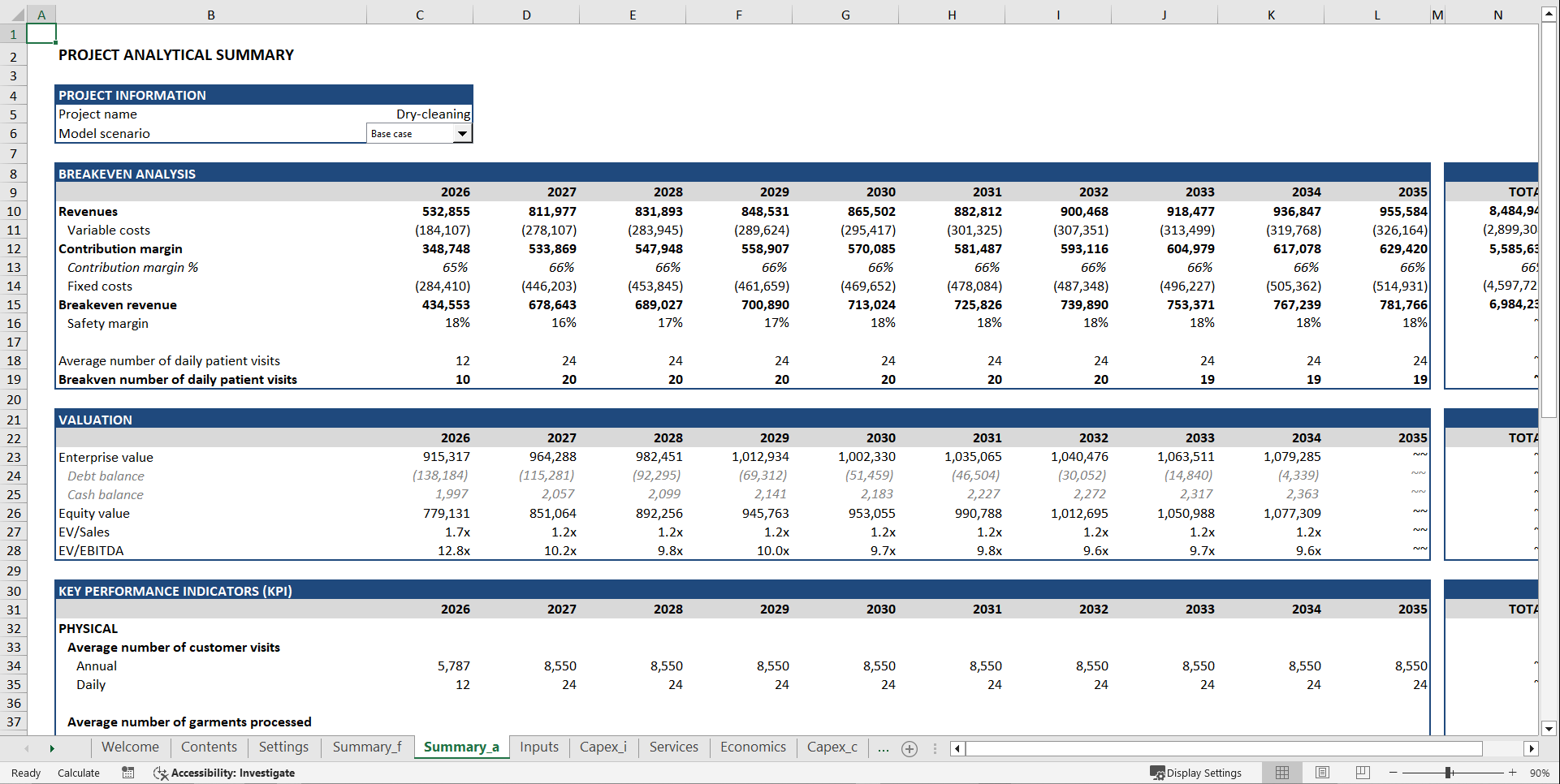 Dry-Cleaning Financial Model (Excel template (XLSX)) Preview Image