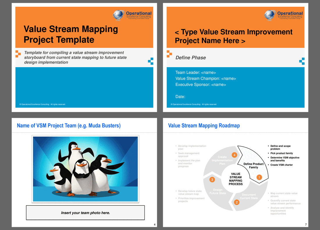 Value Stream Mapping (VSM) Project Template (63-slide PPT PowerPoint presentation (PPTX)) Preview Image