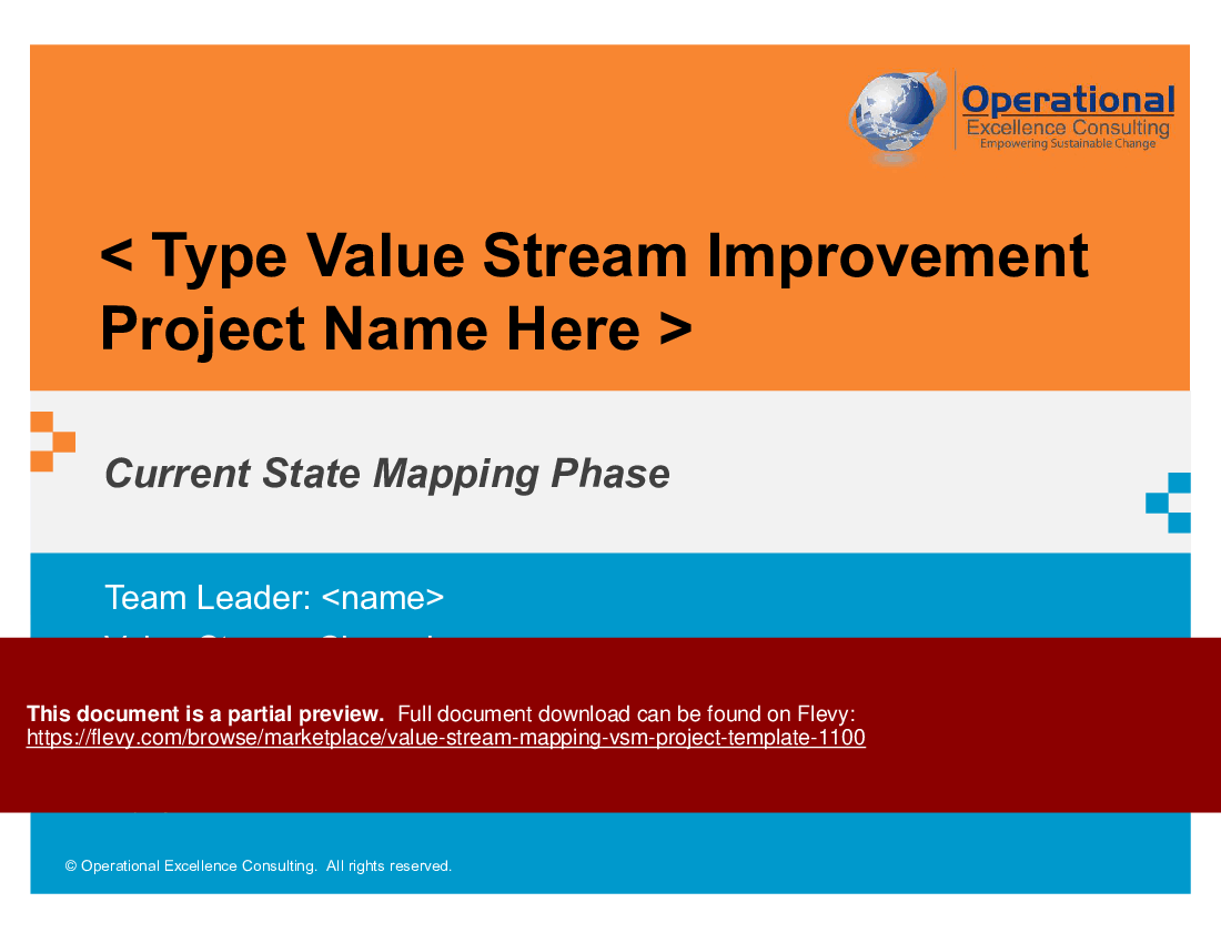 Value Stream Mapping (VSM) Project Template (63-slide PPT PowerPoint presentation (PPTX)) Preview Image