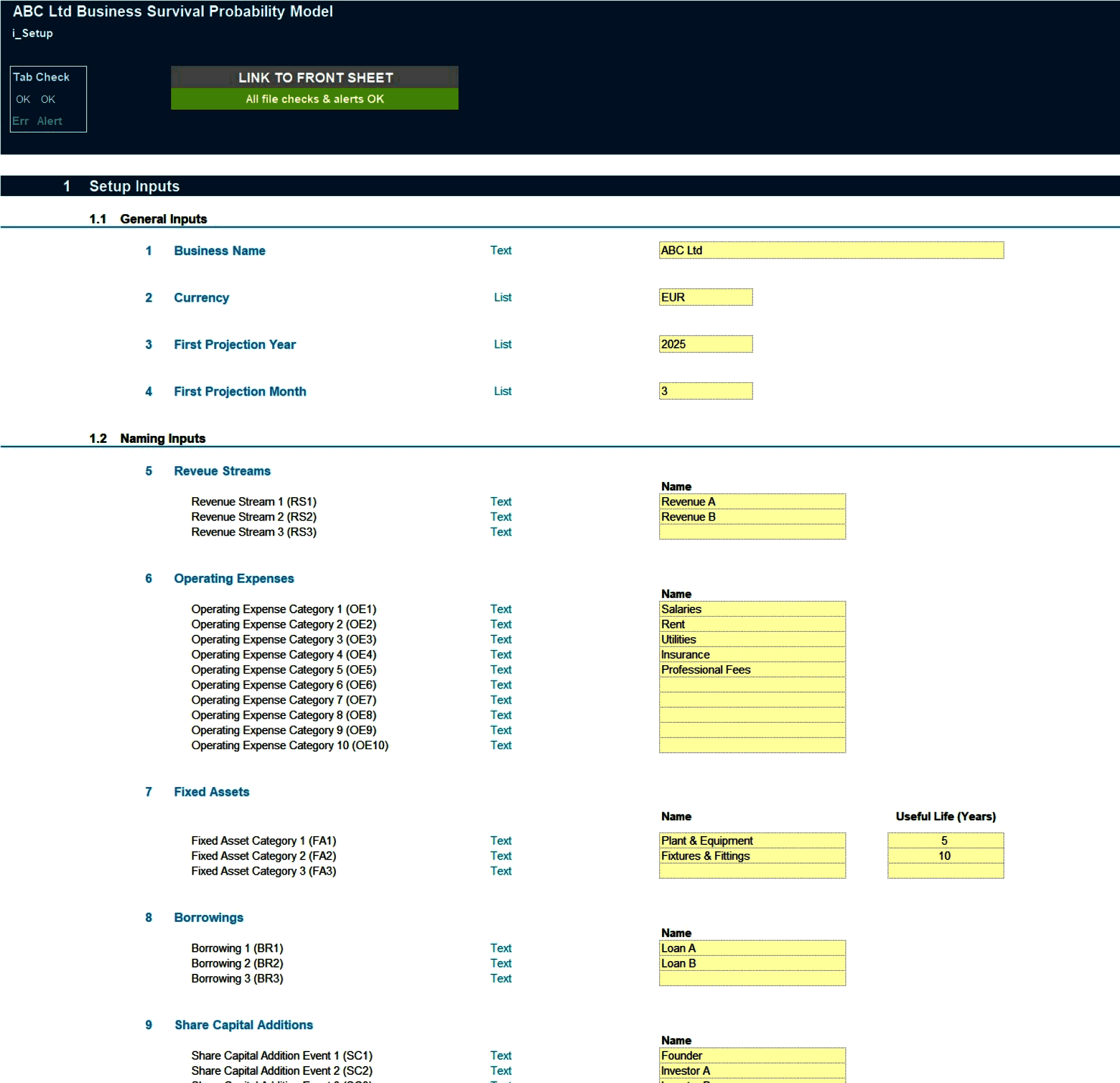 Business Survival Probability Financial Model (Excel template (XLSX)) Preview Image