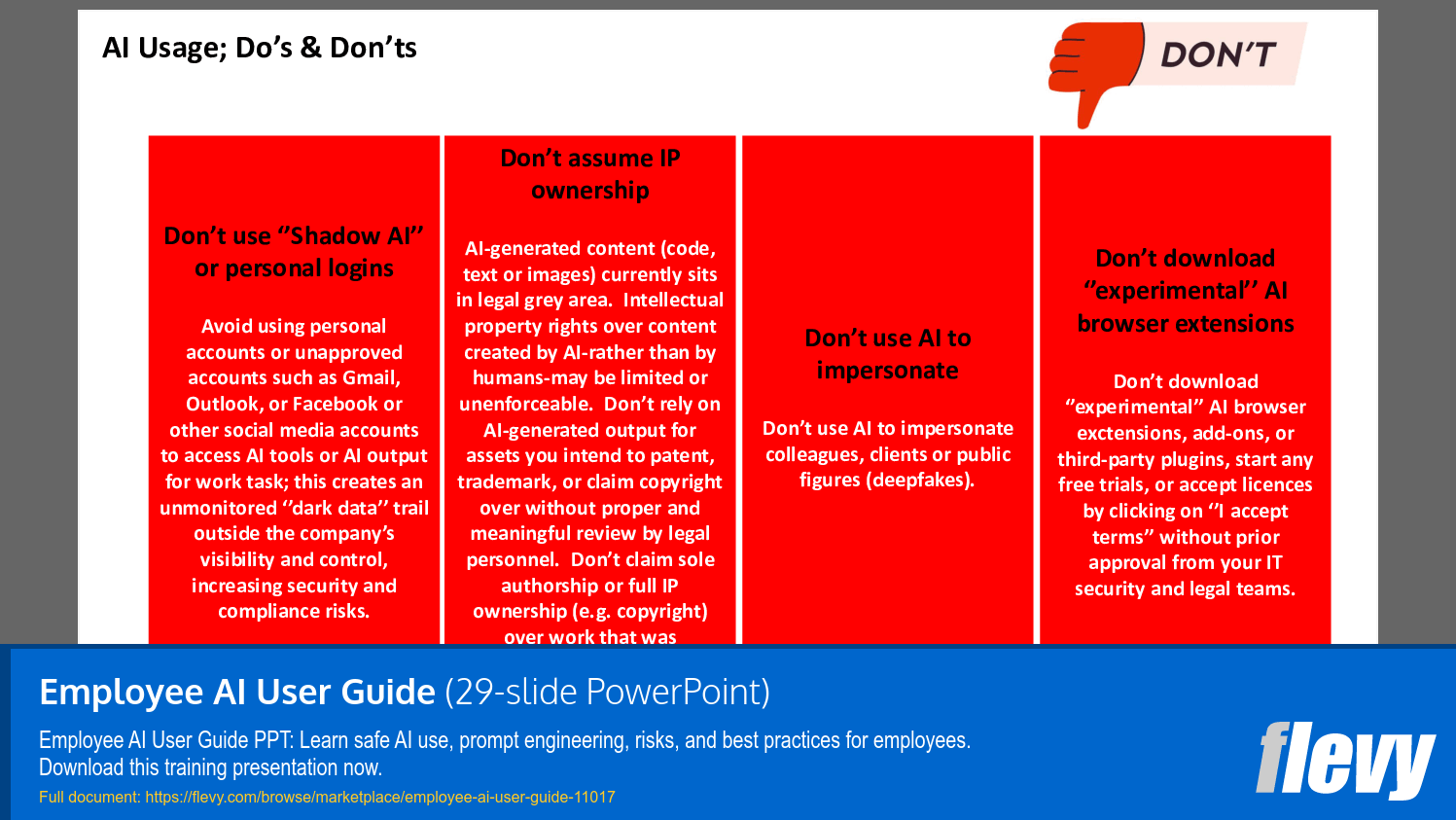 Employee AI User Guide (29-slide PPT PowerPoint presentation slide deck (PPTX)) Preview Image