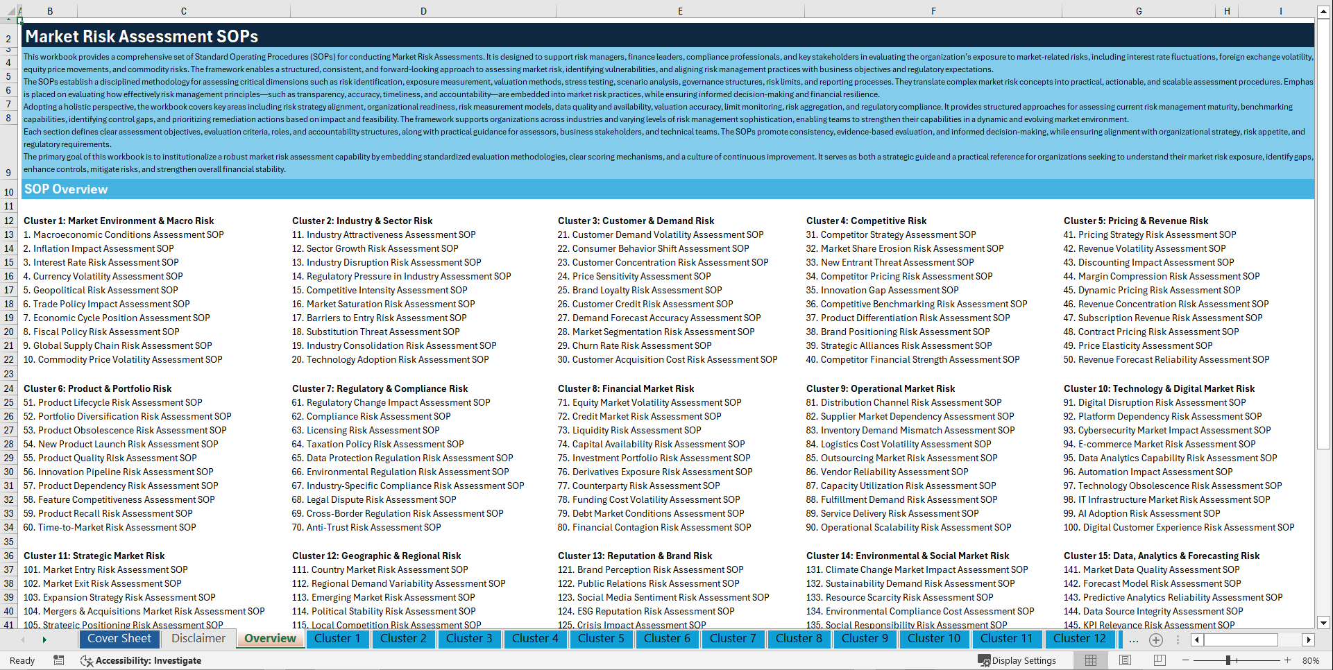 100+ Market Risk Assessment SOPs (Excel template (XLSX)) Preview Image