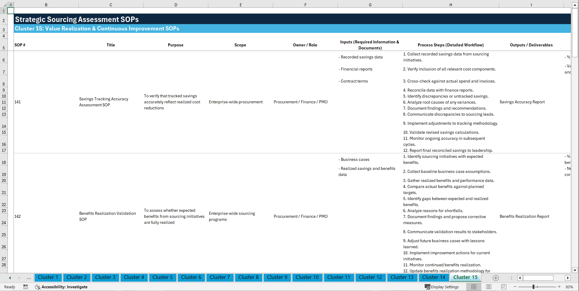 100+ Strategic Sourcing Assessment SOPs (Excel template (XLSX)) Preview Image