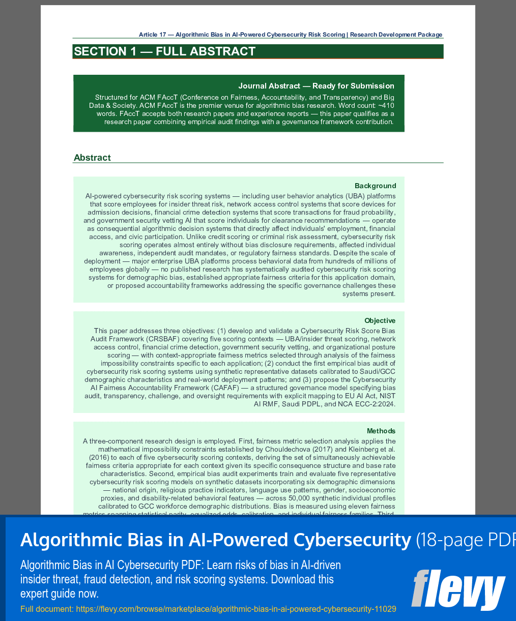 Algorithmic Bias in AI-Powered Cybersecurity (18-page PDF document) Preview Image