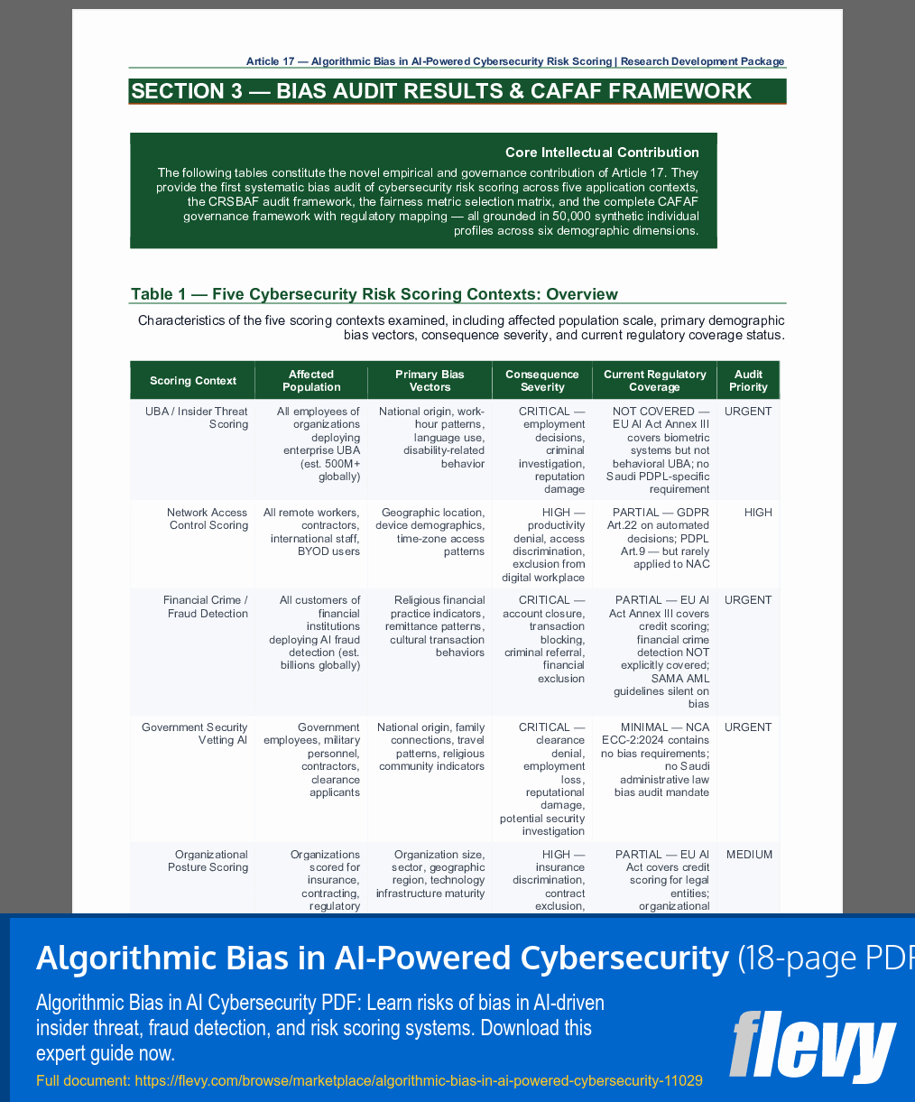 Algorithmic Bias in AI-Powered Cybersecurity (18-page PDF document) Preview Image