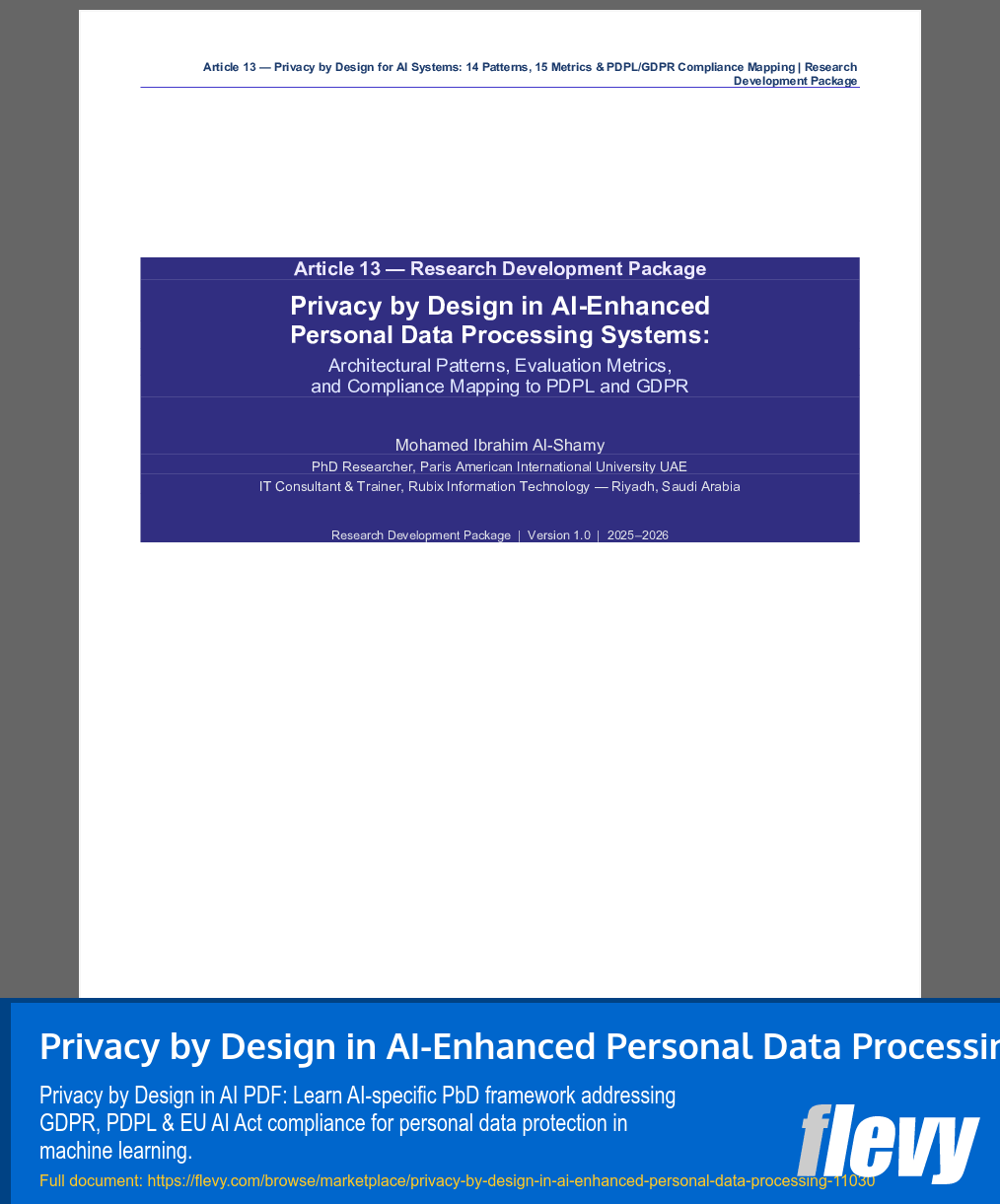 Privacy by Design in AI-Enhanced Personal Data Processing (19-page PDF document) Preview Image