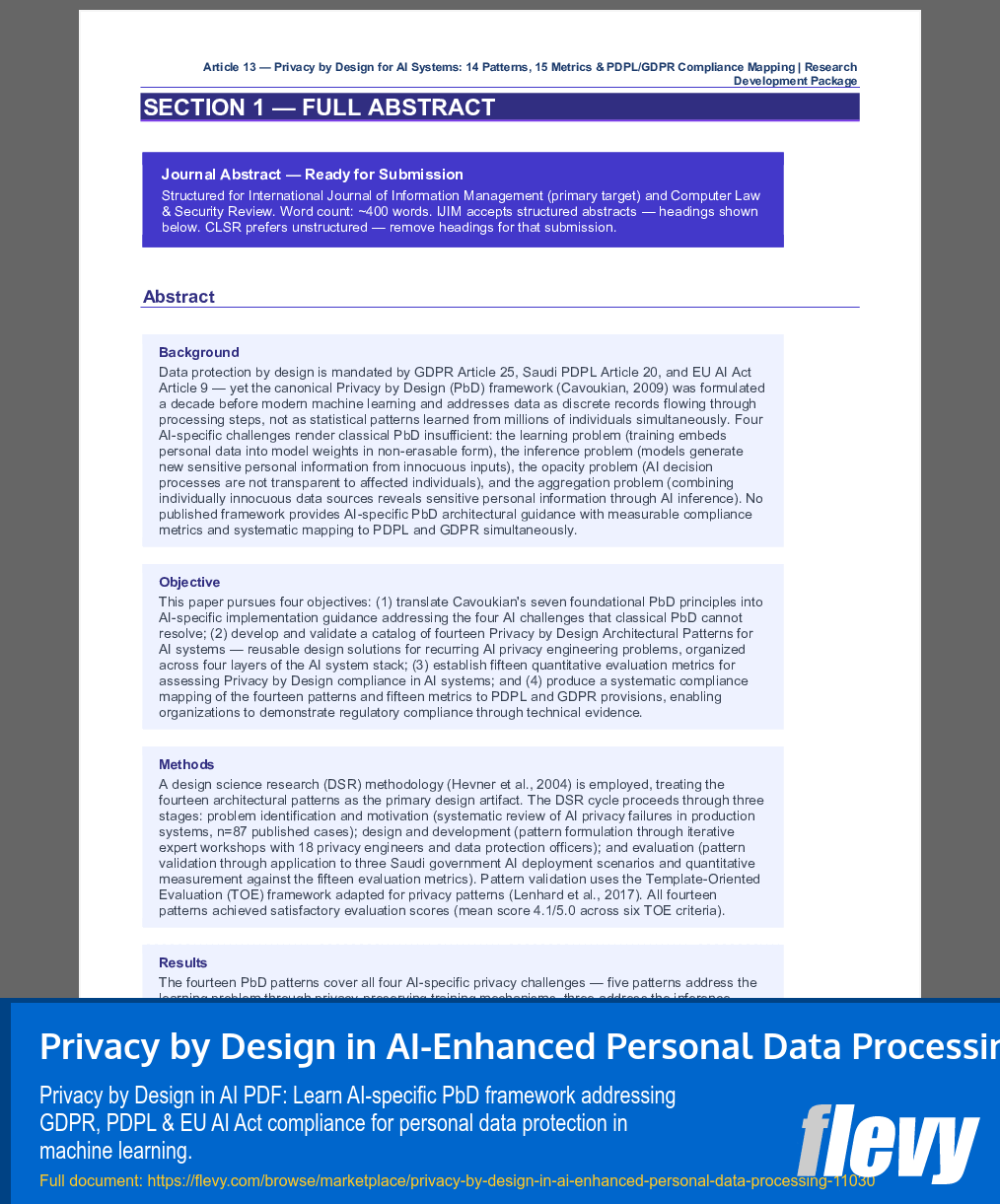 Privacy by Design in AI-Enhanced Personal Data Processing (19-page PDF document) Preview Image