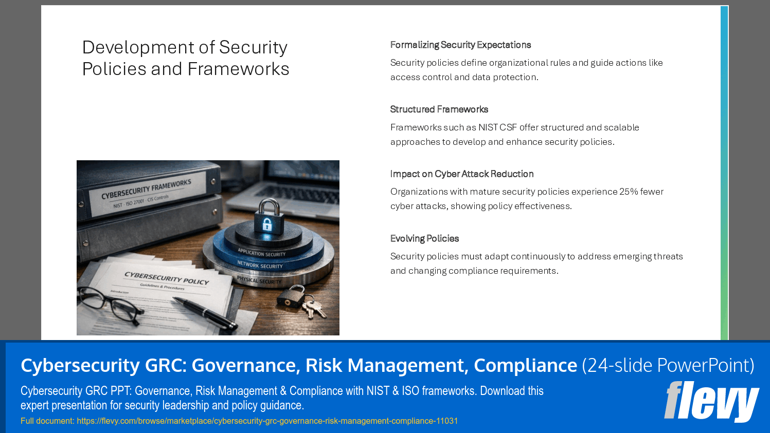 Cybersecurity GRC: Governance, Risk Management, Compliance (24-slide PPT PowerPoint presentation slide deck (PPTX)) Preview Image