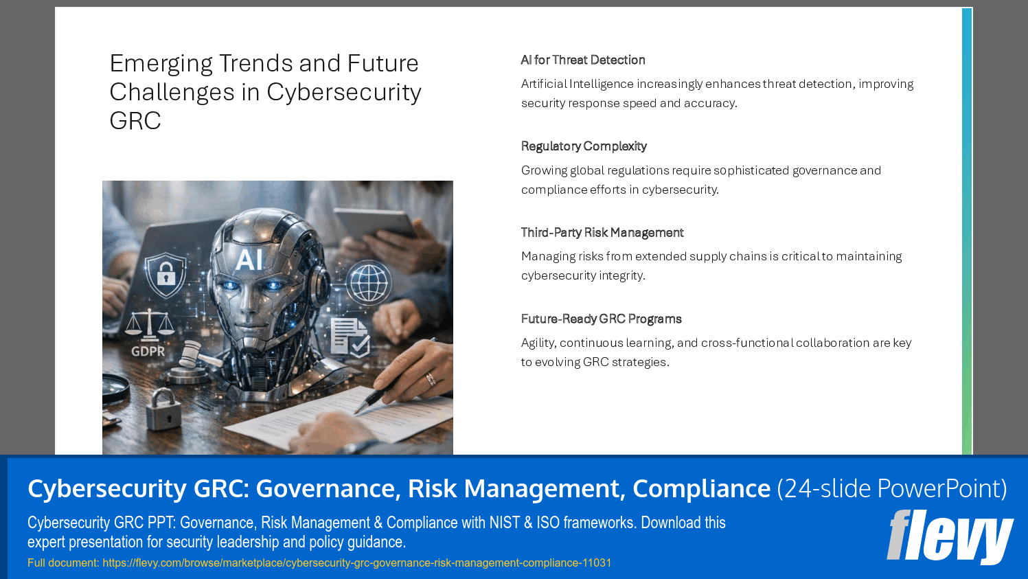 Cybersecurity GRC: Governance, Risk Management, Compliance (24-slide PPT PowerPoint presentation slide deck (PPTX)) Preview Image