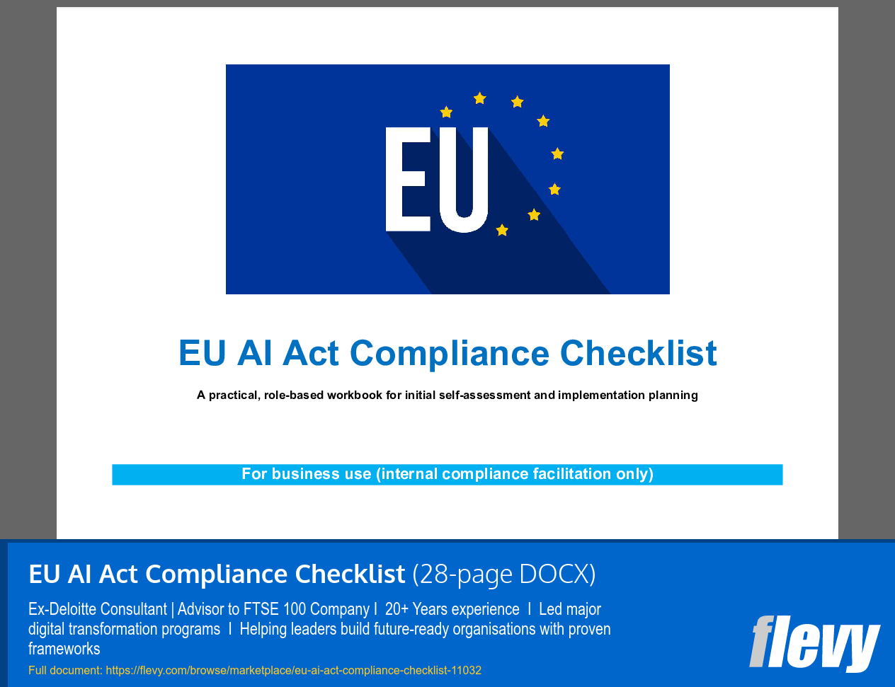 EU AI Act Compliance Checklist (28-page Word document) Preview Image