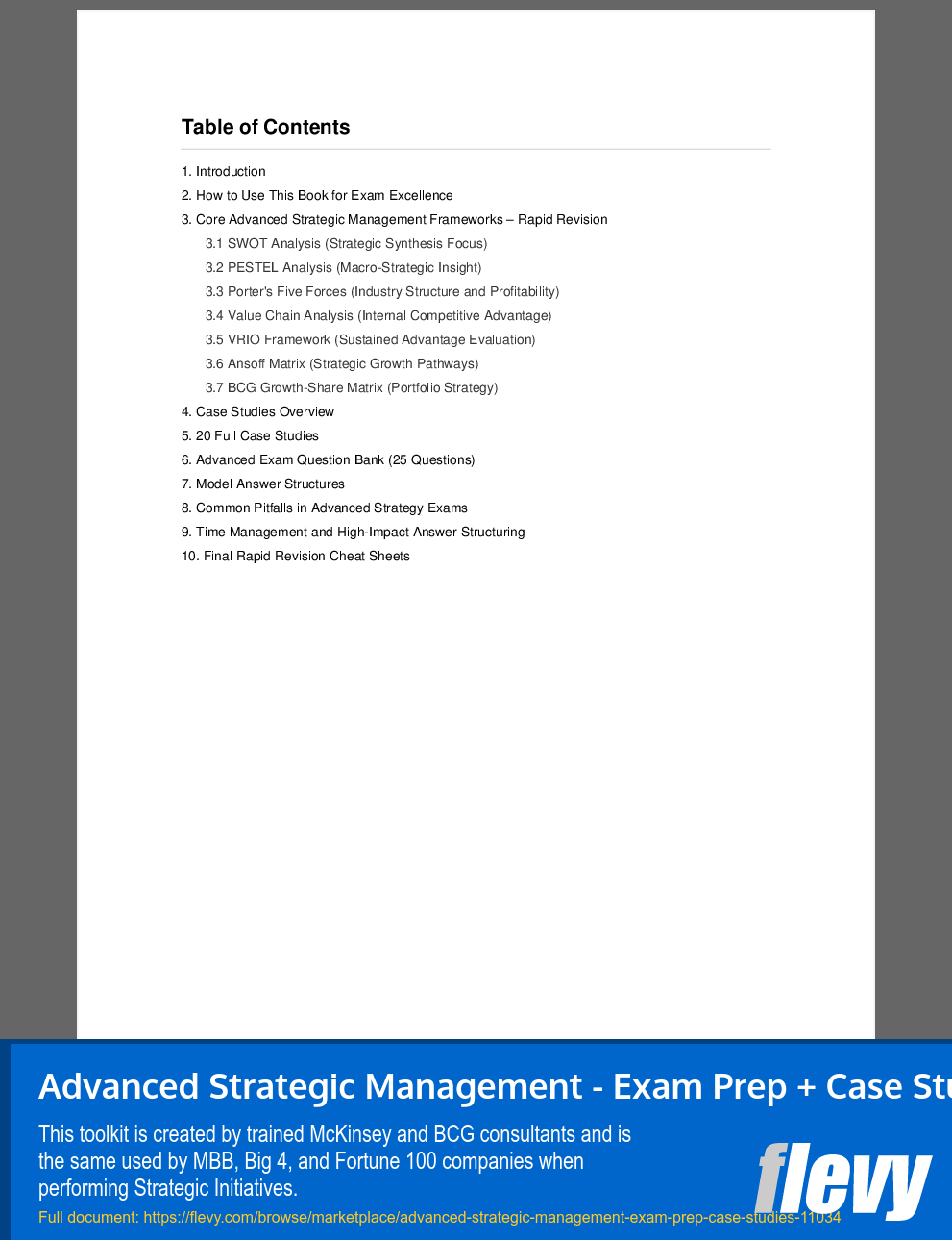 Advanced Strategic Management - Exam Prep + Case Studies (90-page PDF document) Preview Image