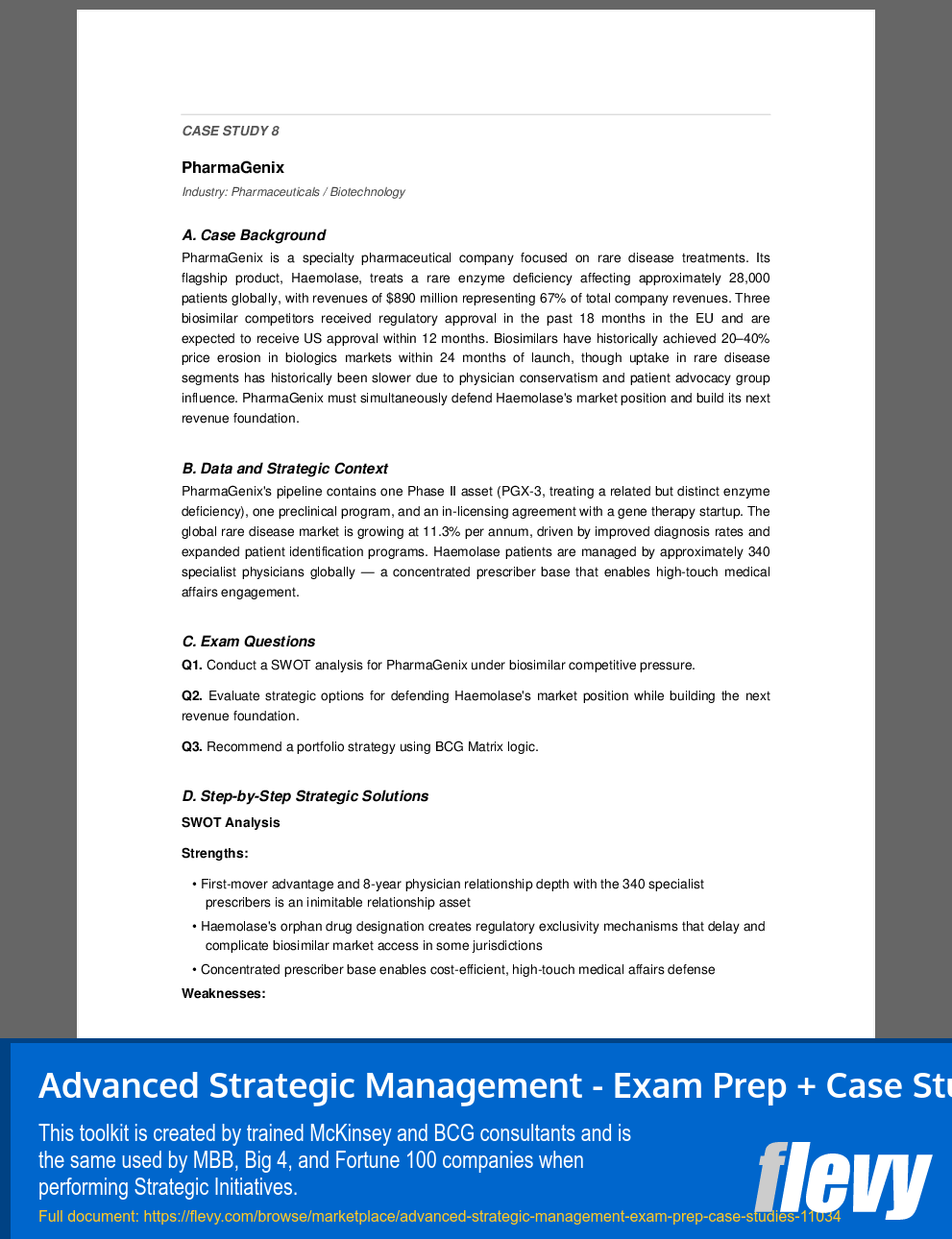 Advanced Strategic Management - Exam Prep + Case Studies (90-page PDF document) Preview Image